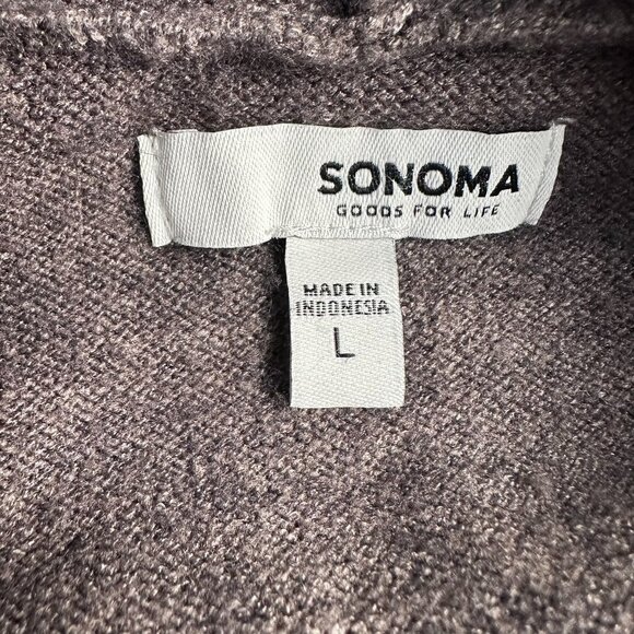 NWOT Sonoma Women's Ribbed Kangaroo Pocket Hooded Tunic Sweater, Size L, Otter - Picture 8 of 12